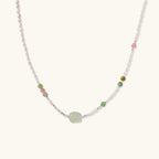 Anointed Garments Jade Garden Pearl Necklace featuring freshwater pearls, serpentine, and agate beads in sterling silver.