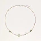 Anointed Garments Jade Garden Pearl Necklace featuring freshwater pearls, serpentine, and agate on sterling silver.
