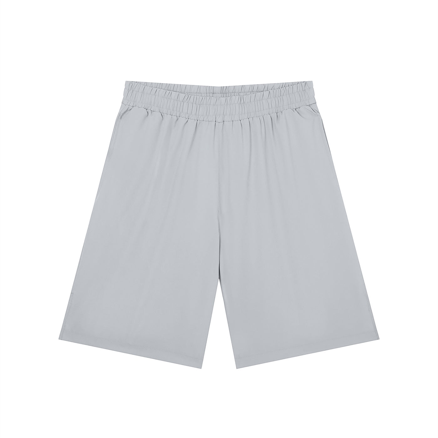 Anointed Garments light grey men's athletic shorts with an elastic drawstring waist and comfortable polyester blend.