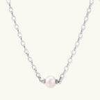 Anointed Garments Luna Pearl Chain Necklace featuring a 10mm freshwater pearl on a rhodium-plated sterling silver chain