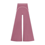 Anointed Garments mauve high rise flared yoga pants with white piping detail in a soft polyamide elastane blend