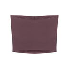 Anointed Garments strapless tube top in dark mauve, made from stretchy nylon-spandex blend with a seamless design.