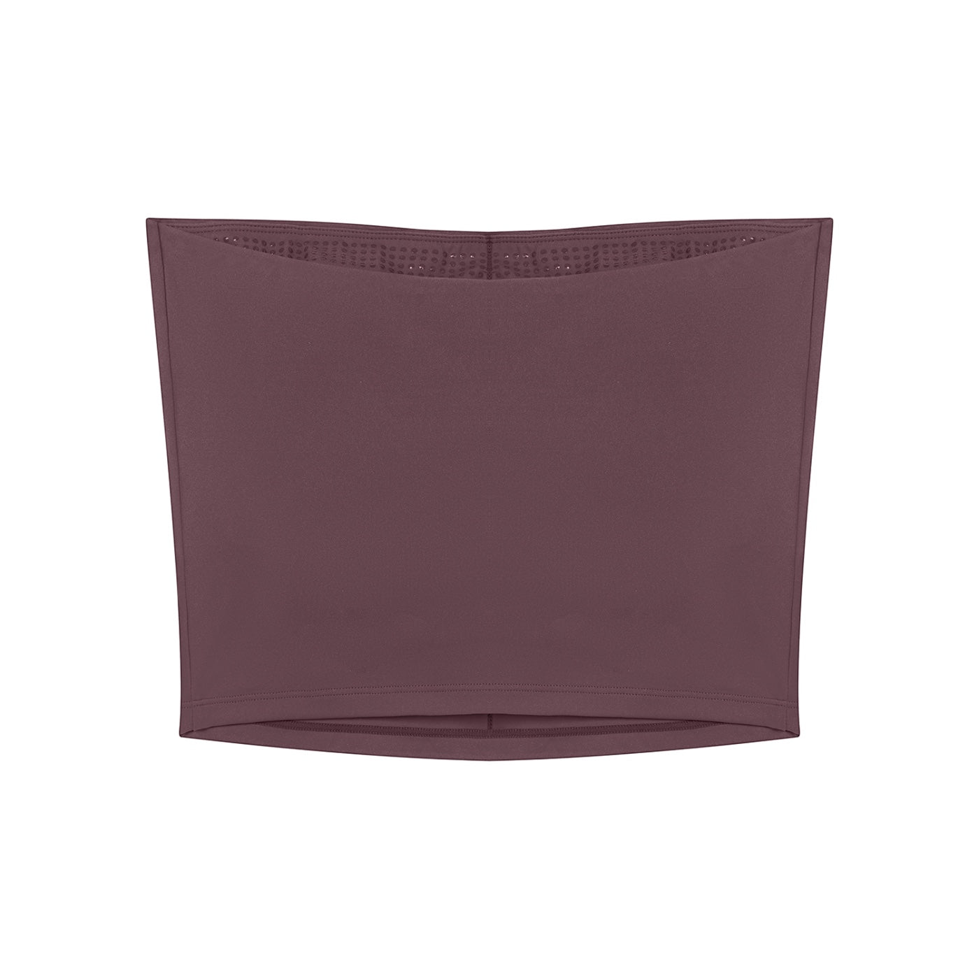 Anointed Garments strapless tube top in dark mauve, made from stretchy nylon-spandex blend with a seamless design.