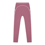 Anointed Garments women's mauve high-rise leggings with white contrast topstitching for gym and casual wear.
