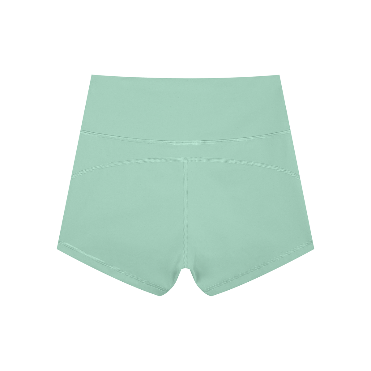 Anointed Garments high-waisted mint green athletic yoga shorts in moisture-wicking nylon spandex fabric