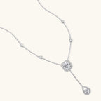 Anointed Garments Celestial Balance Necklace in platinum-plated 925 sterling silver with VVS1 moissanite stones.