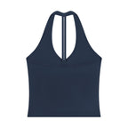 Anointed Garments navy blue sleeveless halter neck tank top in a soft-touch nylon spandex blend