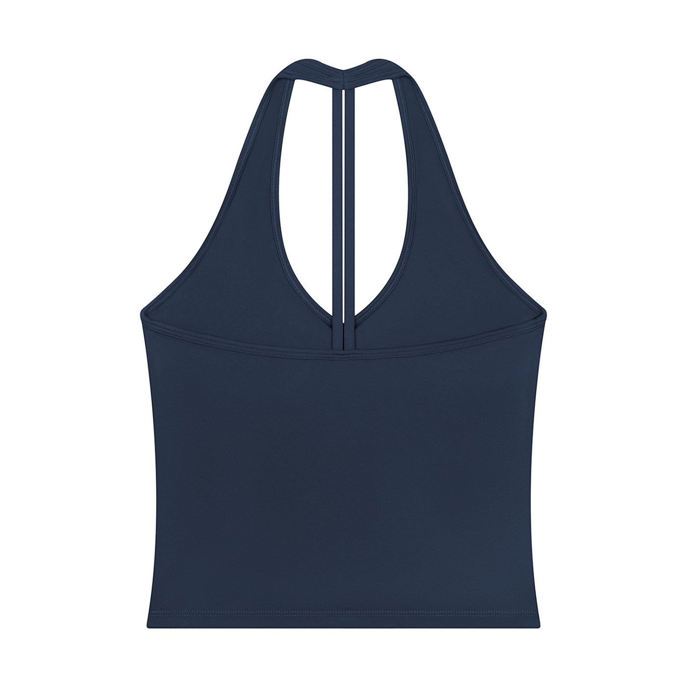 Anointed Garments navy blue sleeveless halter neck tank top in a soft-touch nylon spandex blend