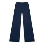 Anointed Garments navy blue high-waisted wide-leg lounge pants in soft nylon-spandex blend.