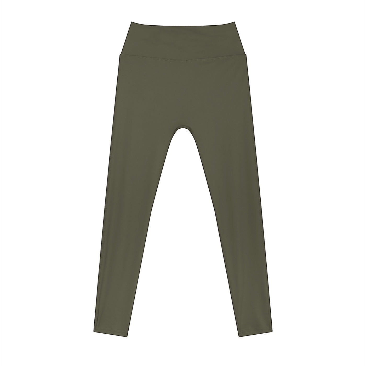 Anointed Garments high rise ankle length leggings in olive green polyester spandex blend for yoga and gym workouts.