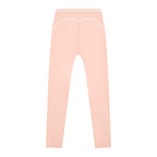 Anointed Garments high-waisted peach athletic leggings with white contrast piping for a supportive, flexible fit.