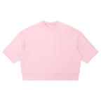 Anointed Garments light pink short sleeve crewneck sweatshirt with a boxy fit and raw edge hem in 100% cotton.