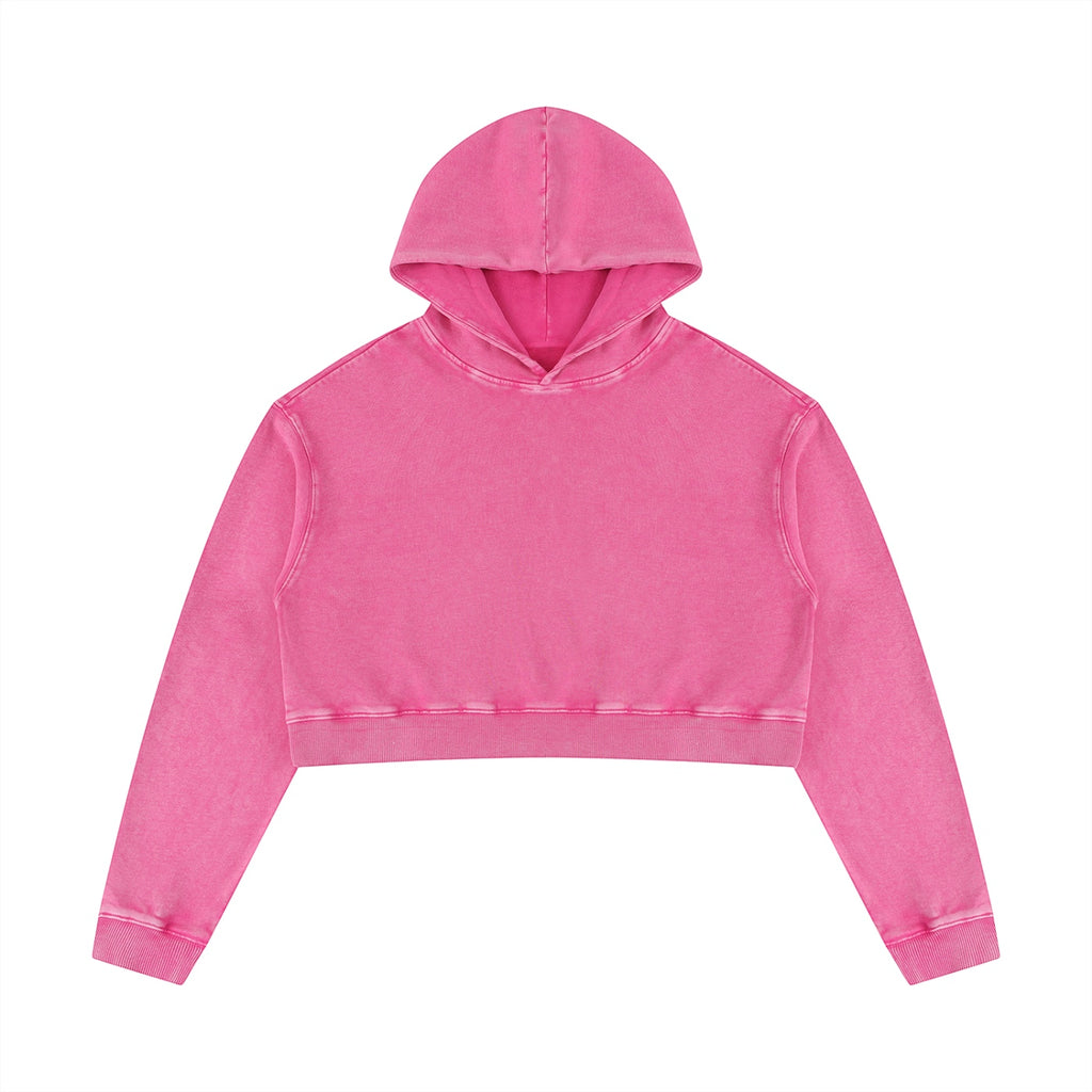 Anointed Garments pink mineral wash cropped pullover hoodie in heavyweight cotton with a relaxed boxy fit.