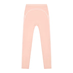 Anointed Garments women's high-rise leggings in soft pink with white topstitching details for gym and casual wear.