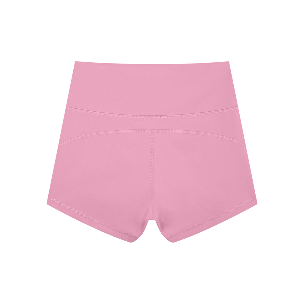 Anointed Garments pink high-waisted athletic yoga shorts in moisture-wicking nylon spandex fabric