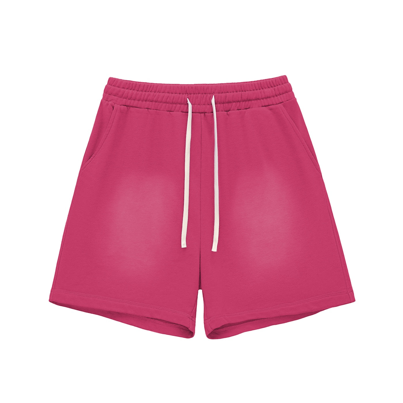 Anointed Garments pink lounge shorts with an elastic drawstring waistband, side pockets, and a soft washed finish.