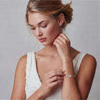 Anointed Garments Blush Dreams moissanite bracelet featuring a pink stone on a platinum-plated sterling silver chain