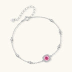 Anointed Garments Blush Dreams bracelet in 925 sterling silver with a pink moissanite cushion halo and bezel accents.