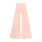 Anointed Garments high-waisted wide-leg trousers in soft pink with delicate white contrast piping detail.