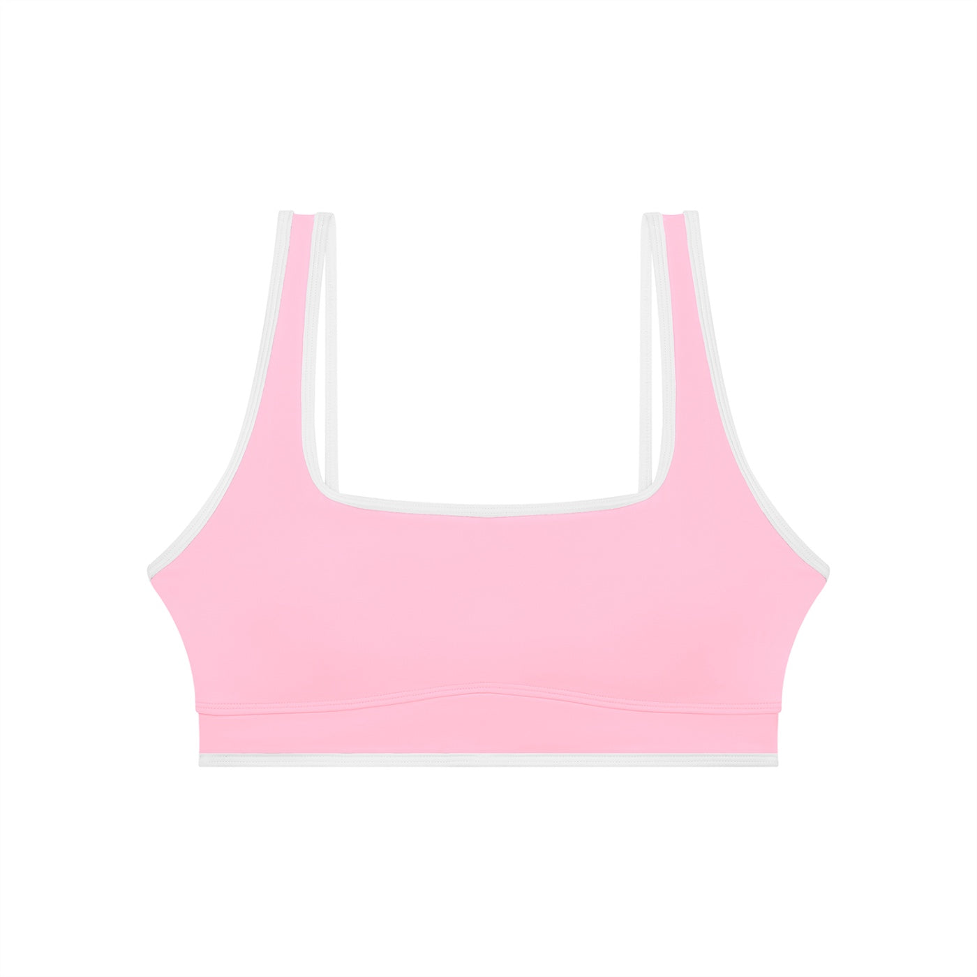 Anointed Garments pink color block yoga crop tank top with white trim, sleeveless athletic style for gym or running.
