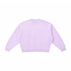 Back view of a light purple Anointed Garments crewneck sweatshirt with a relaxed fit and ribbed cuffs.