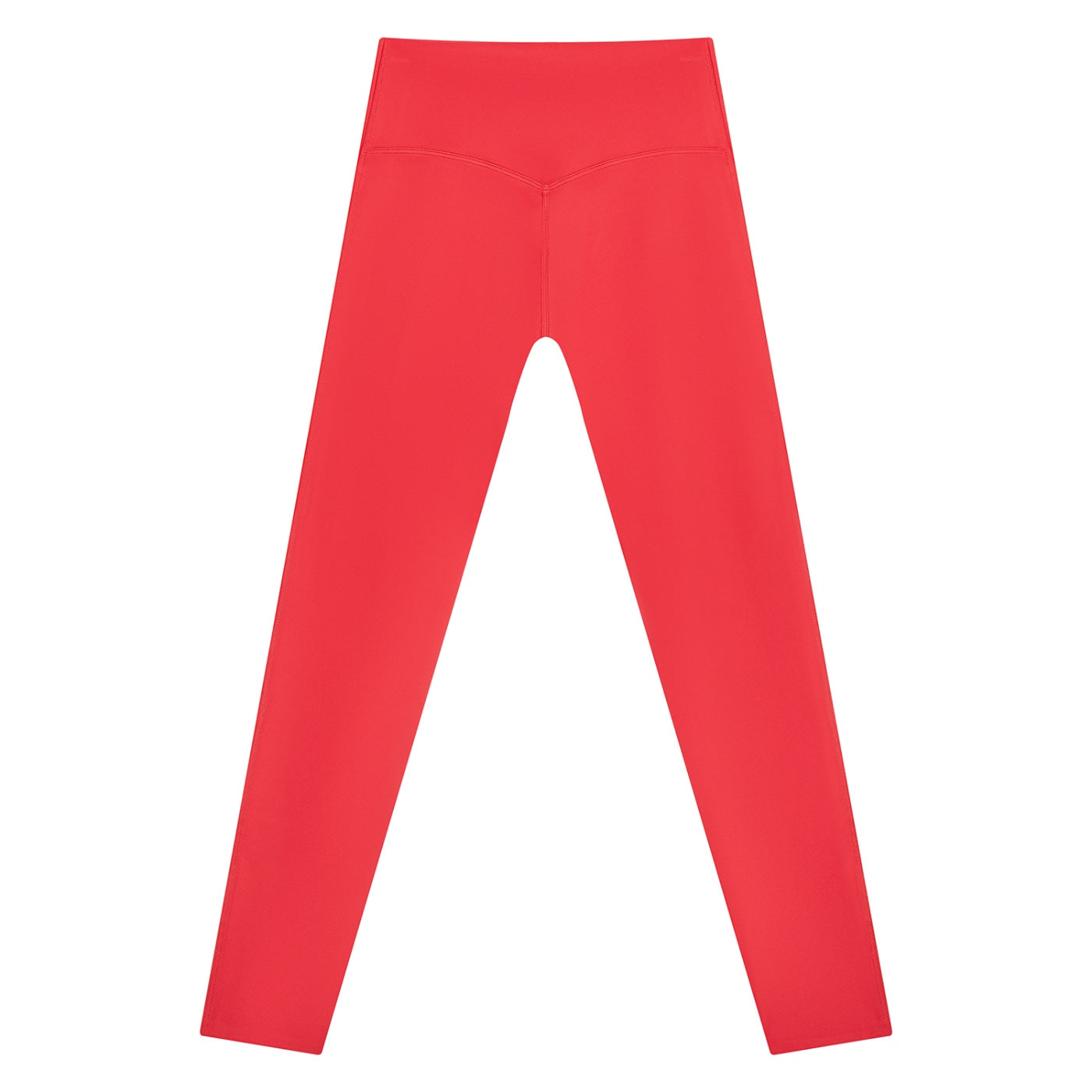 Anointed Garments high-waisted red athletic leggings with moisture-wicking four-way stretch fabric for gym workouts.