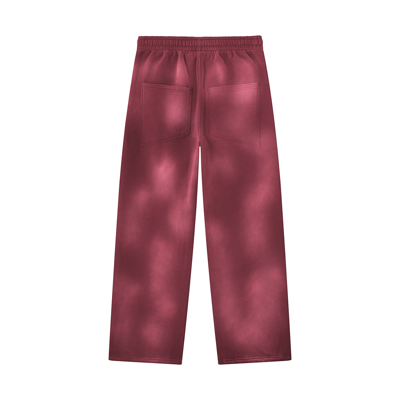 Anointed Garments relaxed fit fleece sweatpants in a deep red washed finish with back pockets and elastic waistband.
