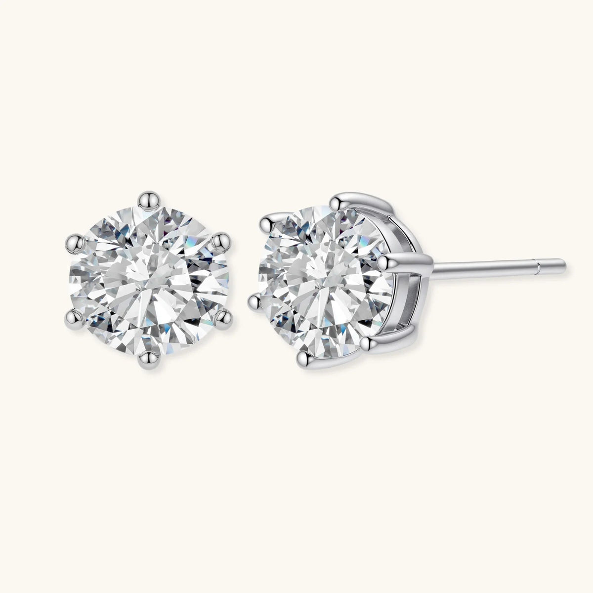 Anointed Garments 0.5-carat round-cut moissanite stud earrings in platinum-plated 925 sterling silver.