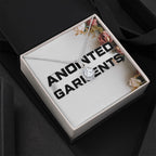 Anointed Garments round pendant necklace with a cubic zirconia halo in a branded gift box
