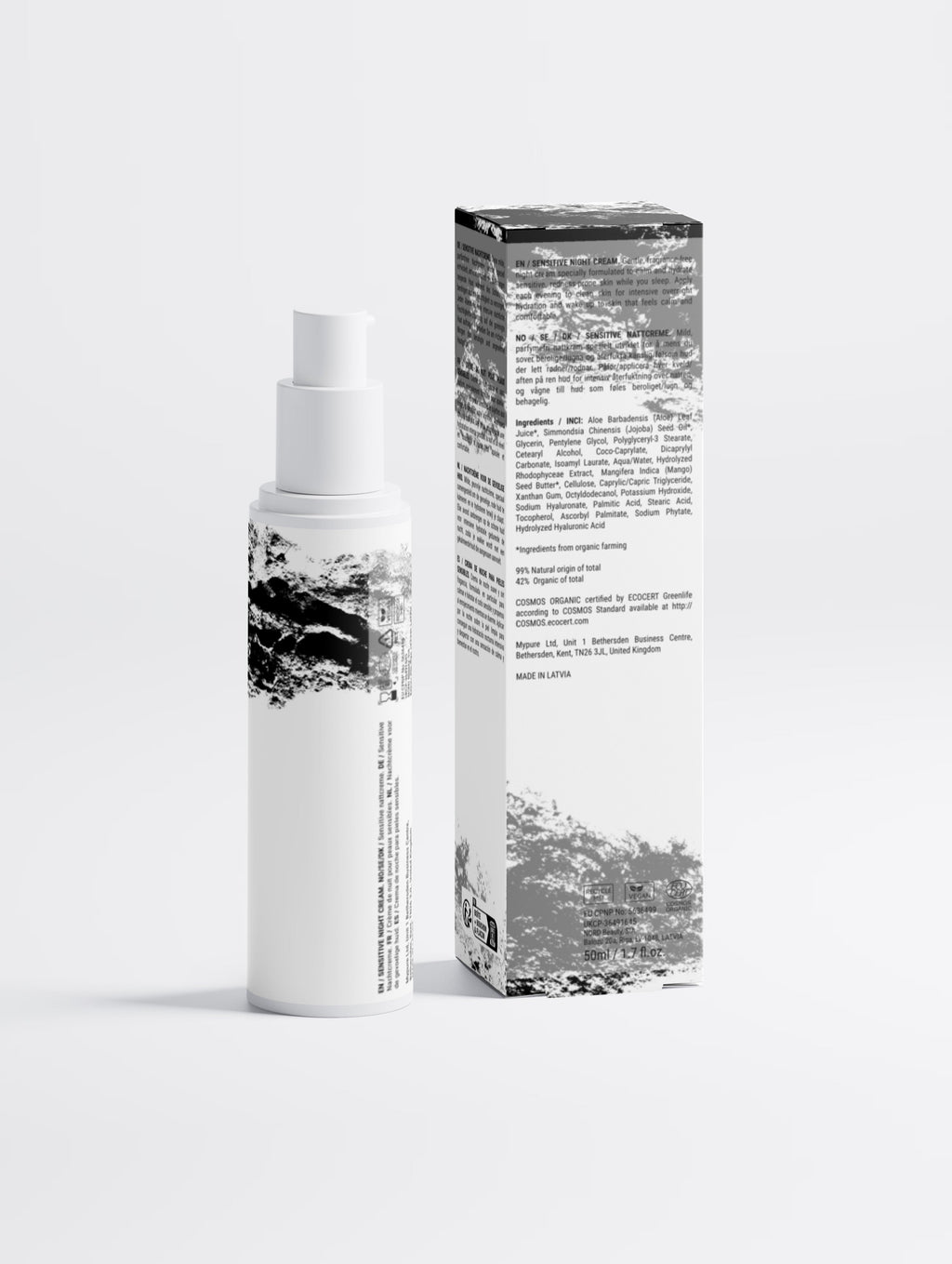 Anointed Garments Anointed Skin Sensitive Skin Overnight Cream in a white pump bottle with its matching box.