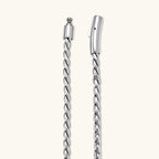 Anointed Garments polished stainless steel twisted rope chain with a secure clasp closure against a neutral background