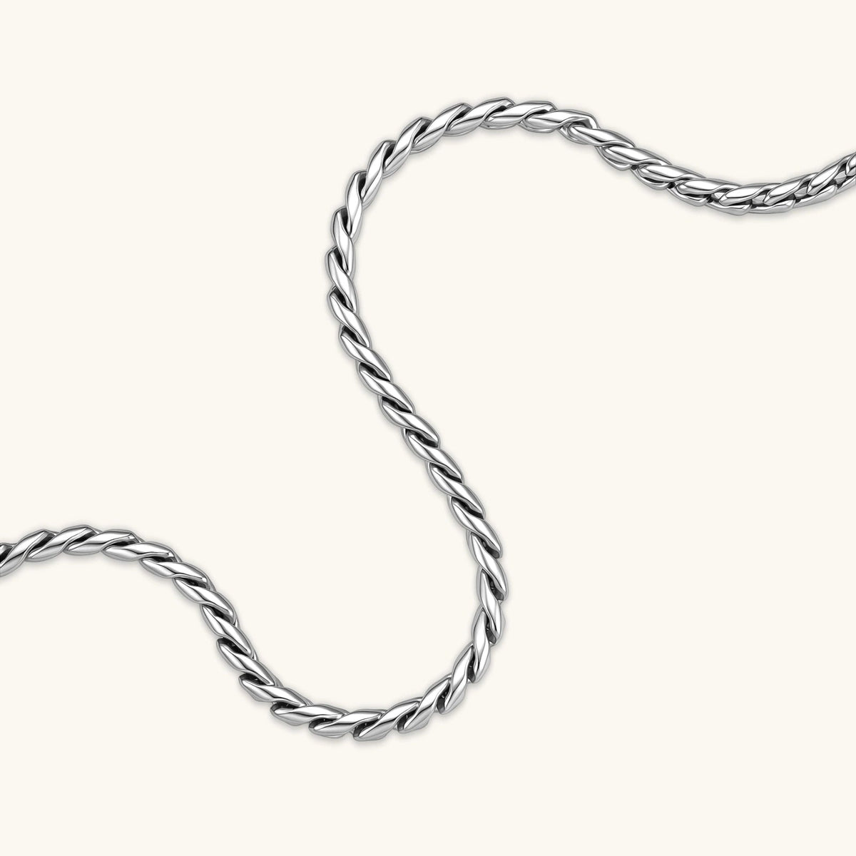 Anointed Garments polished stainless steel twisted rope chain with a dimensional textured link design