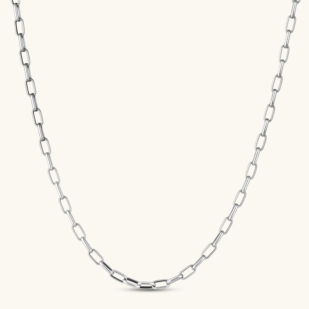 Anointed Garments 925 sterling silver paperclip chain necklace with a polished finish and elongated rectangular links.
