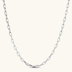 Anointed Garments 925 sterling silver paperclip chain necklace with a polished finish and elongated rectangular links.
