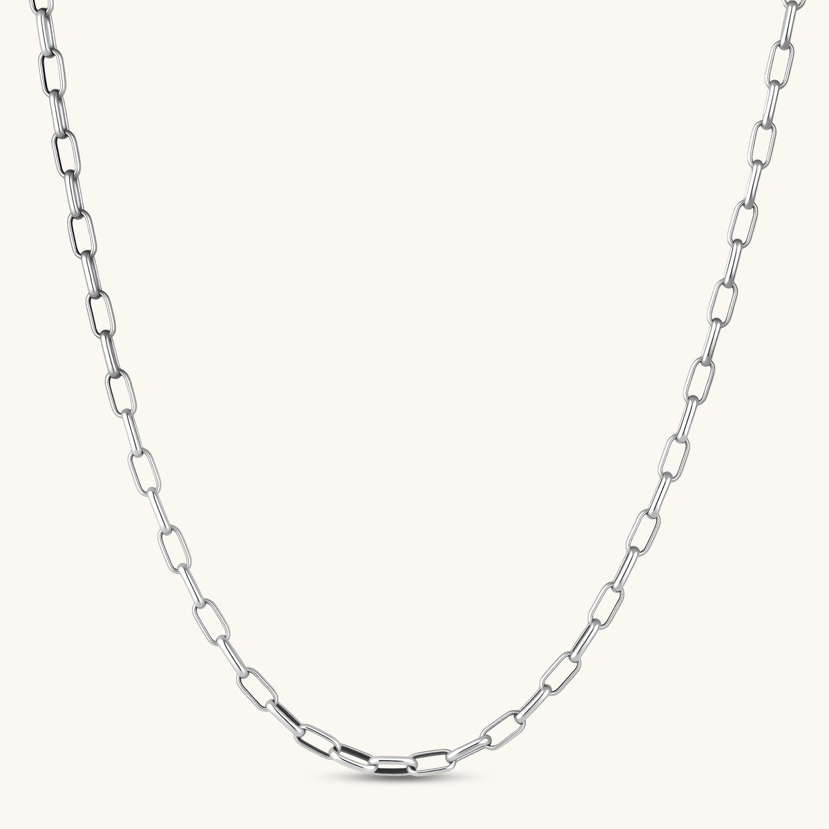 Anointed Garments 925 sterling silver paperclip chain necklace with a polished finish and elongated rectangular links.