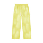 Anointed Garments unisex sunfade wide leg fleece sweatpants in pale yellow with an elastic drawstring waist and pockets.