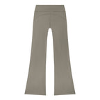 Anointed Garments women's high-rise flare leg lounge pants in a neutral taupe nylon-spandex blend