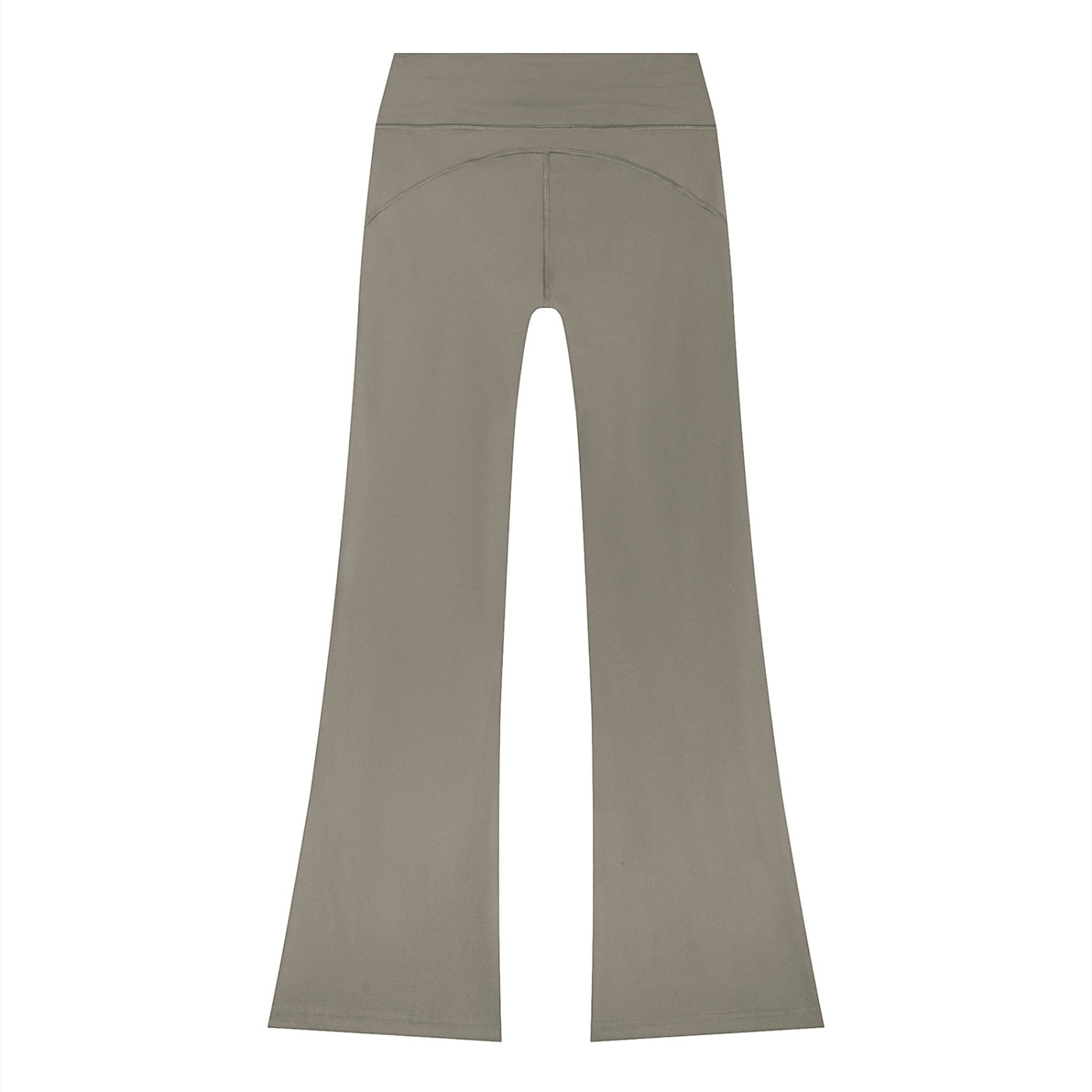 Anointed Garments women's high-rise flare leg lounge pants in a neutral taupe nylon-spandex blend