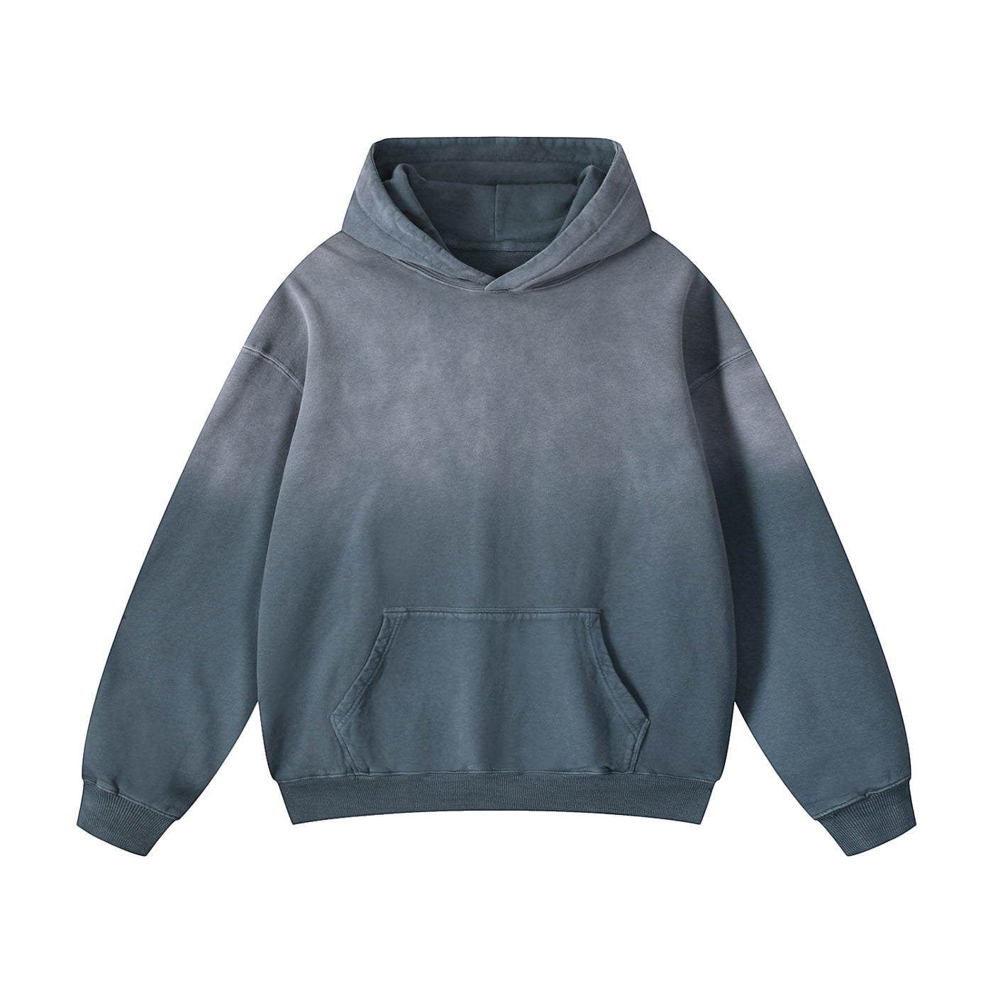 Anointed Garments essential pullover hoodie in a vintage-washed blue-grey heavyweight cotton with a kangaroo pocket.