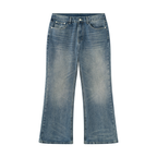 Anointed Garments vintage washed blue flare pants with a mid-rise waist and worn-in denim aesthetic.