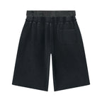 Anointed Garments washed-black cotton casual shorts with an elastic waistband and a single rear patch pocket.