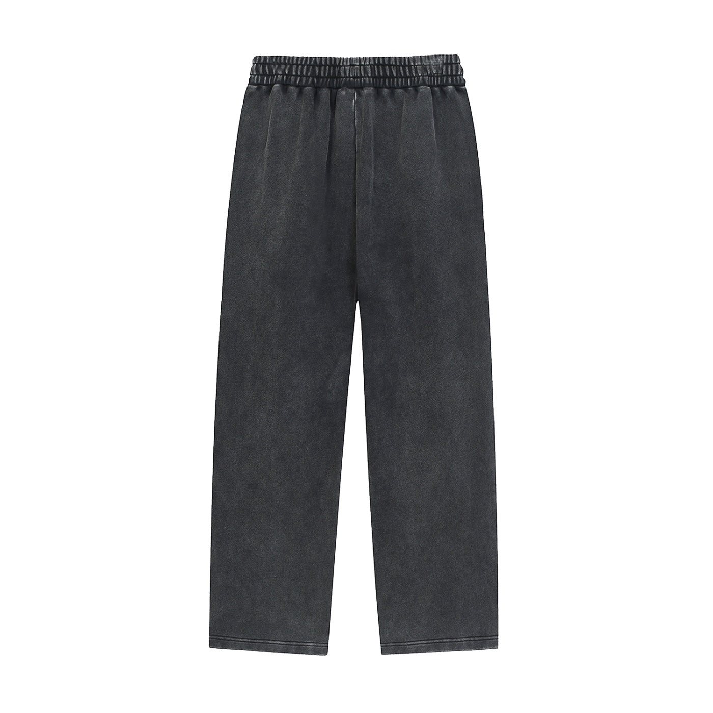 Anointed Garments unisex heavyweight cotton sweatpants in a washed black snow wash finish with a drawstring waist.