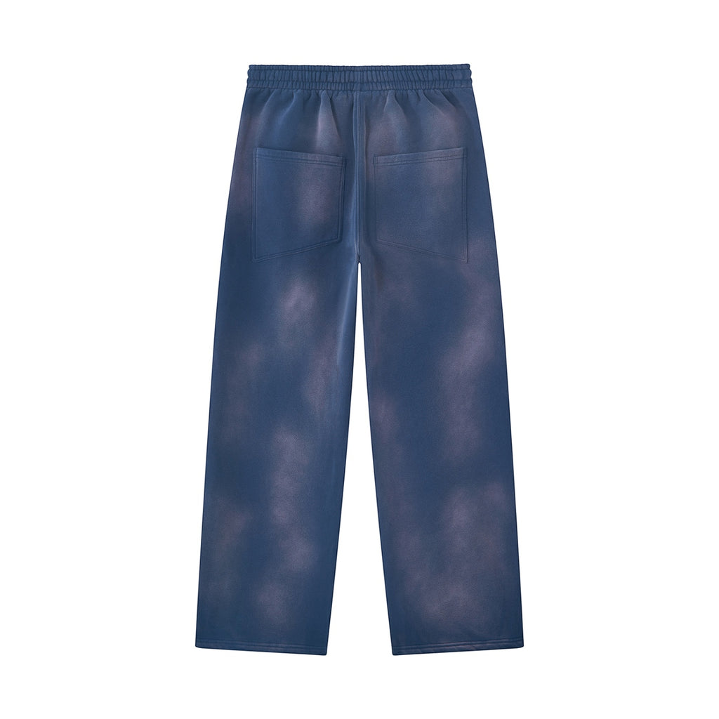 Anointed Garments relaxed fit fleece sweatpants in a washed blue cotton blend with back pockets and elastic waistband