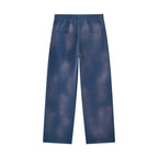 Anointed Garments relaxed fit fleece sweatpants in a washed blue cotton blend with back pockets and elastic waistband