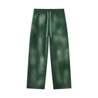 Anointed Garments relaxed fit fleece sweatpants in a washed dark green with an elastic drawstring waistband and pockets.