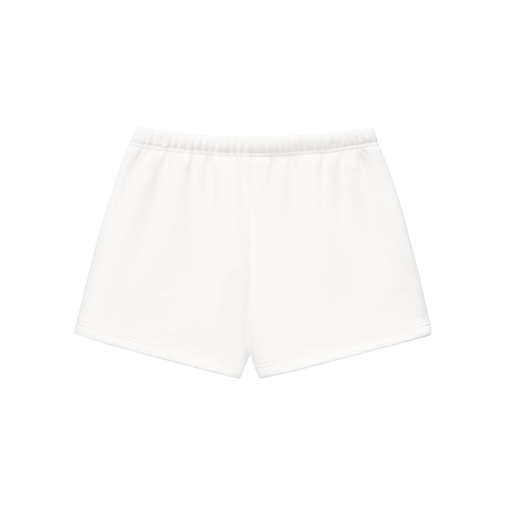 Anointed Garments white fleece lounge shorts with an elasticated waistband in a clean minimalist design.