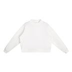 Anointed Garments white oversized mock-neck sweatshirt with drop shoulders and thick cotton blend fleece fabric.