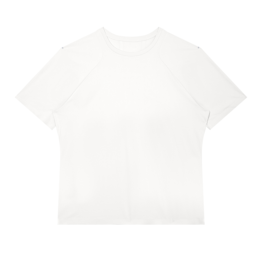 Anointed Garments white slim-fit performance raglan tee in lightweight polyester with a crewneck and short sleeves.