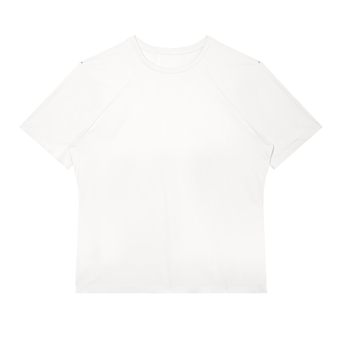 Anointed Garments white slim-fit performance raglan tee in lightweight polyester with a crewneck and short sleeves.