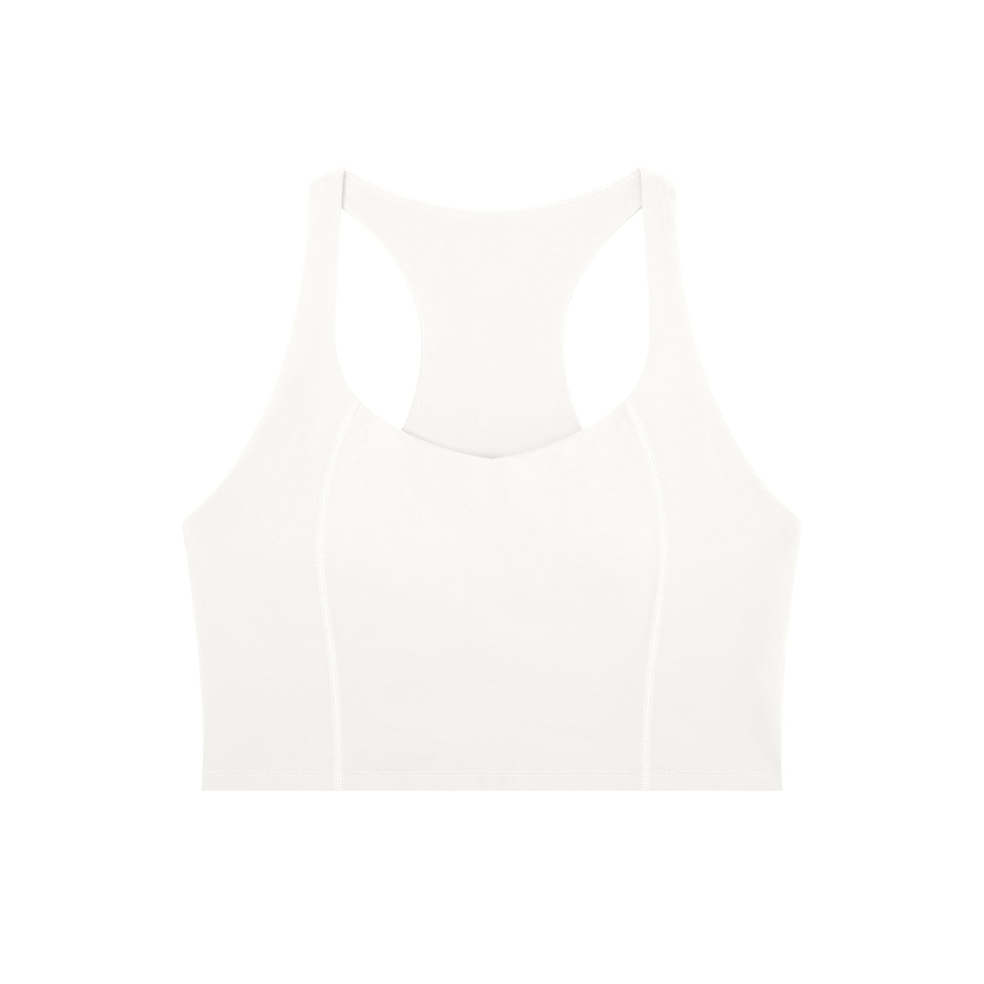 Anointed Garments white athletic racerback crop top made from moisture-wicking nylon spandex for gym and activewear.